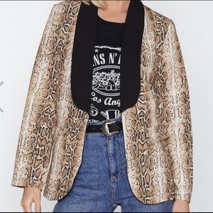 Nasty Gal Snake Print Tux Blazer